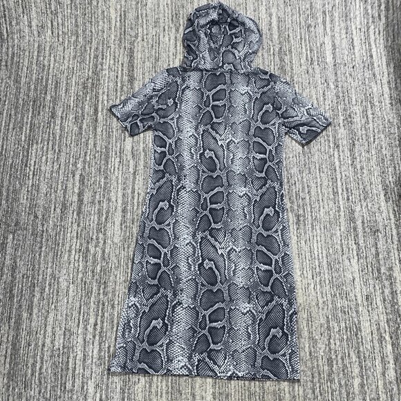Michael Kors Womens XS Hooded Python Snake Print Mini Dress Black Gray NWT - Picture 8 of 8